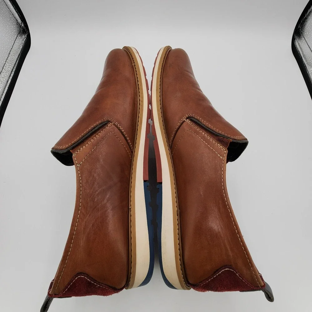 Pikolinos Berna Leather Loafers Mens 44 (US 10-10.5) Brown Elastic Slip On Shoes